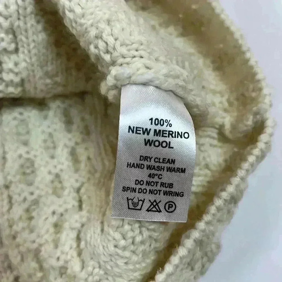 Blarney Woollen Mill Hooded Sweater 100% Merino Wool Aran Hoodie Ireland Medium - Picture 6 of 7